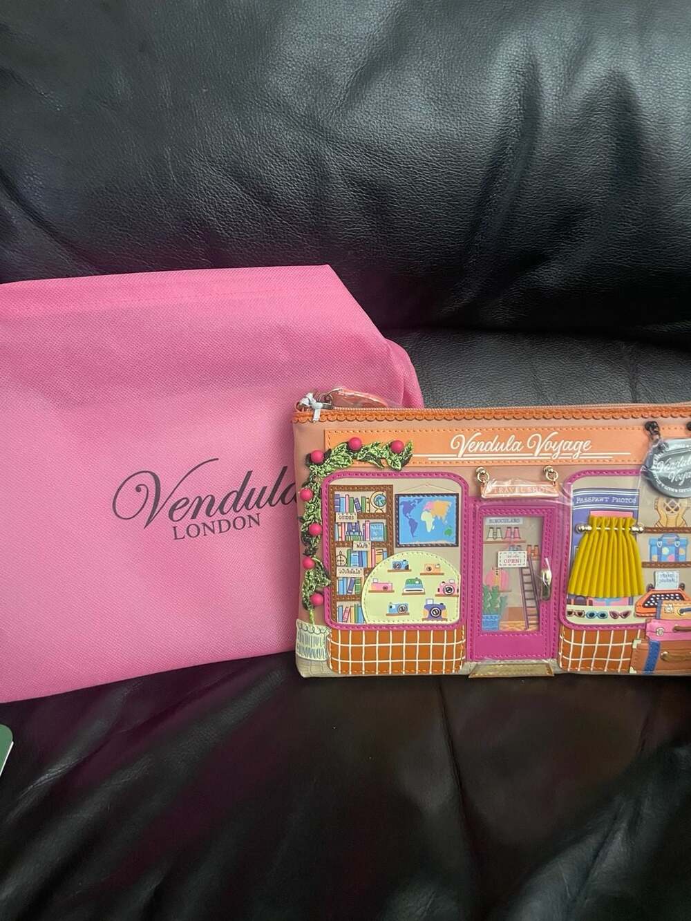Vendula London Voyage Travel Shop Phone Pouch with Dust Bag